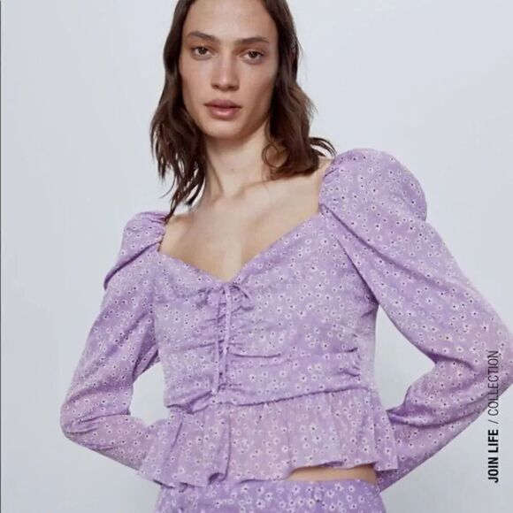 ZARA FLORAL TIED PRINT BLOUSE - Picture 15 of 16